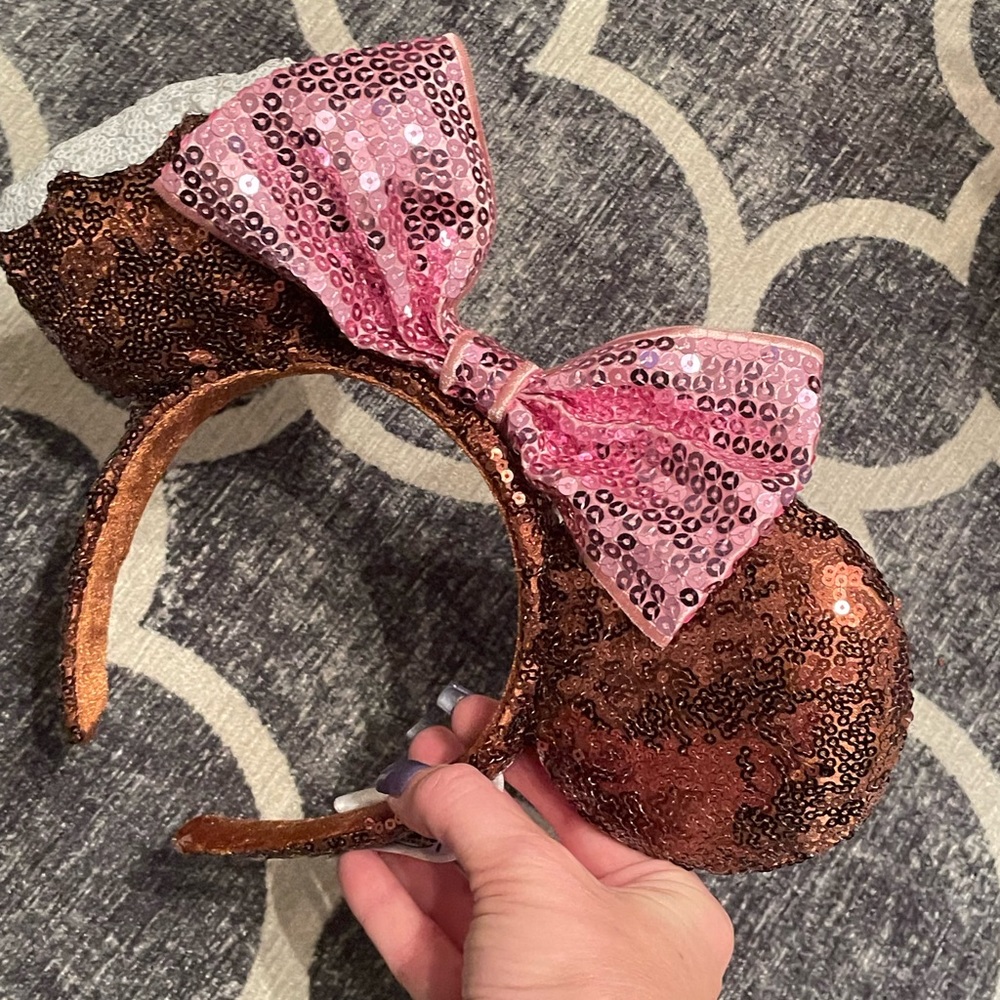 NEW Disney Parks Chocolate Mickey Mouse Ice Cream Bar Bow Sequin Ears Headband